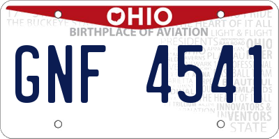 OH license plate GNF4541