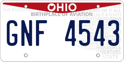 OH license plate GNF4543