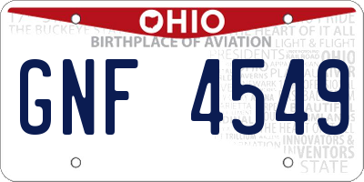 OH license plate GNF4549
