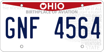 OH license plate GNF4564