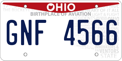 OH license plate GNF4566