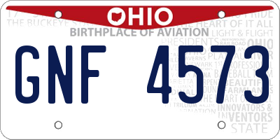 OH license plate GNF4573