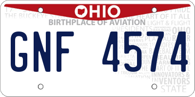 OH license plate GNF4574