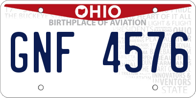 OH license plate GNF4576