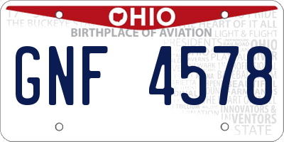 OH license plate GNF4578