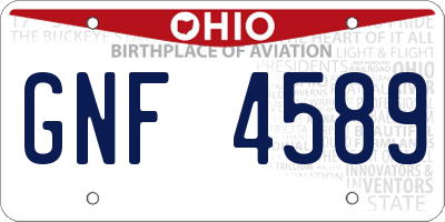 OH license plate GNF4589