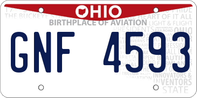 OH license plate GNF4593