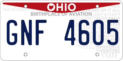 OH license plate GNF4605
