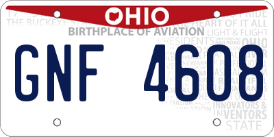 OH license plate GNF4608