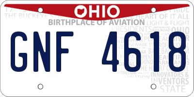 OH license plate GNF4618