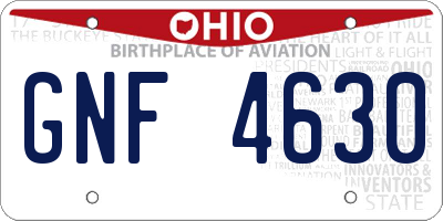 OH license plate GNF4630