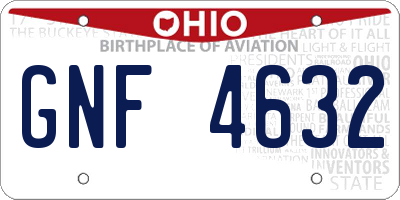 OH license plate GNF4632