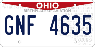 OH license plate GNF4635