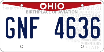 OH license plate GNF4636