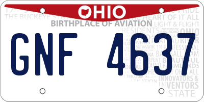 OH license plate GNF4637