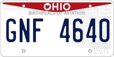 OH license plate GNF4640