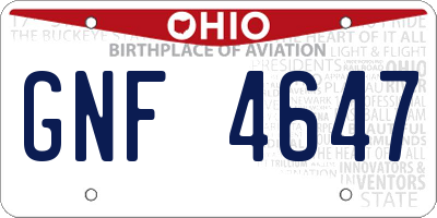 OH license plate GNF4647