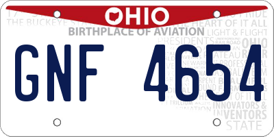 OH license plate GNF4654