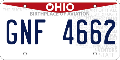 OH license plate GNF4662