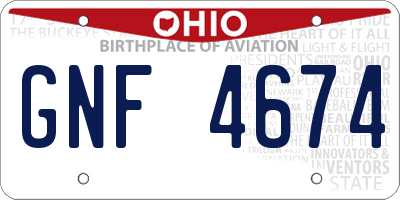 OH license plate GNF4674