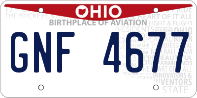 OH license plate GNF4677