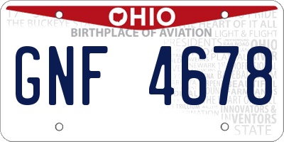 OH license plate GNF4678