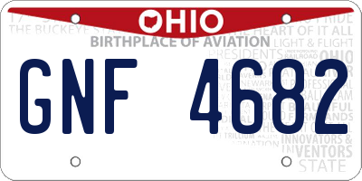 OH license plate GNF4682