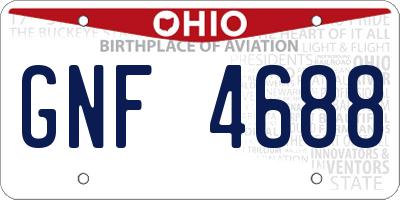OH license plate GNF4688