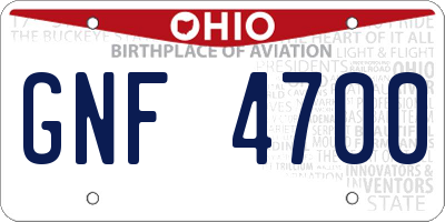 OH license plate GNF4700