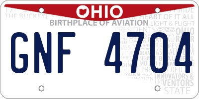 OH license plate GNF4704