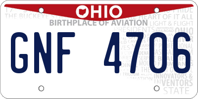 OH license plate GNF4706