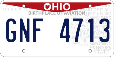 OH license plate GNF4713