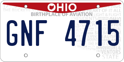 OH license plate GNF4715