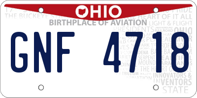 OH license plate GNF4718