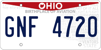 OH license plate GNF4720