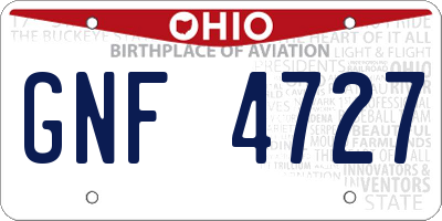 OH license plate GNF4727