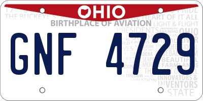 OH license plate GNF4729