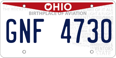 OH license plate GNF4730
