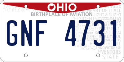OH license plate GNF4731