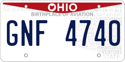 OH license plate GNF4740