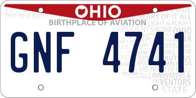 OH license plate GNF4741