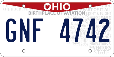 OH license plate GNF4742
