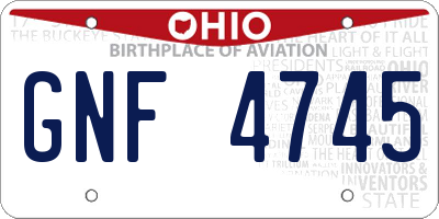 OH license plate GNF4745