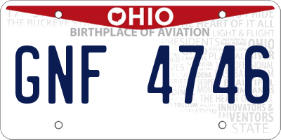 OH license plate GNF4746