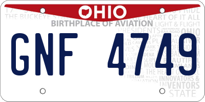 OH license plate GNF4749