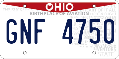 OH license plate GNF4750