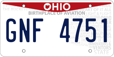 OH license plate GNF4751