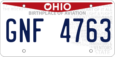 OH license plate GNF4763