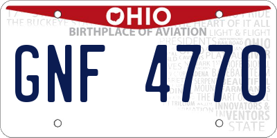 OH license plate GNF4770