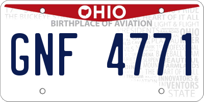 OH license plate GNF4771
